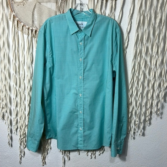 Frank & Eileen Paul Long Sleeve Button Down Size XL Green and White - Picture 1 of 9